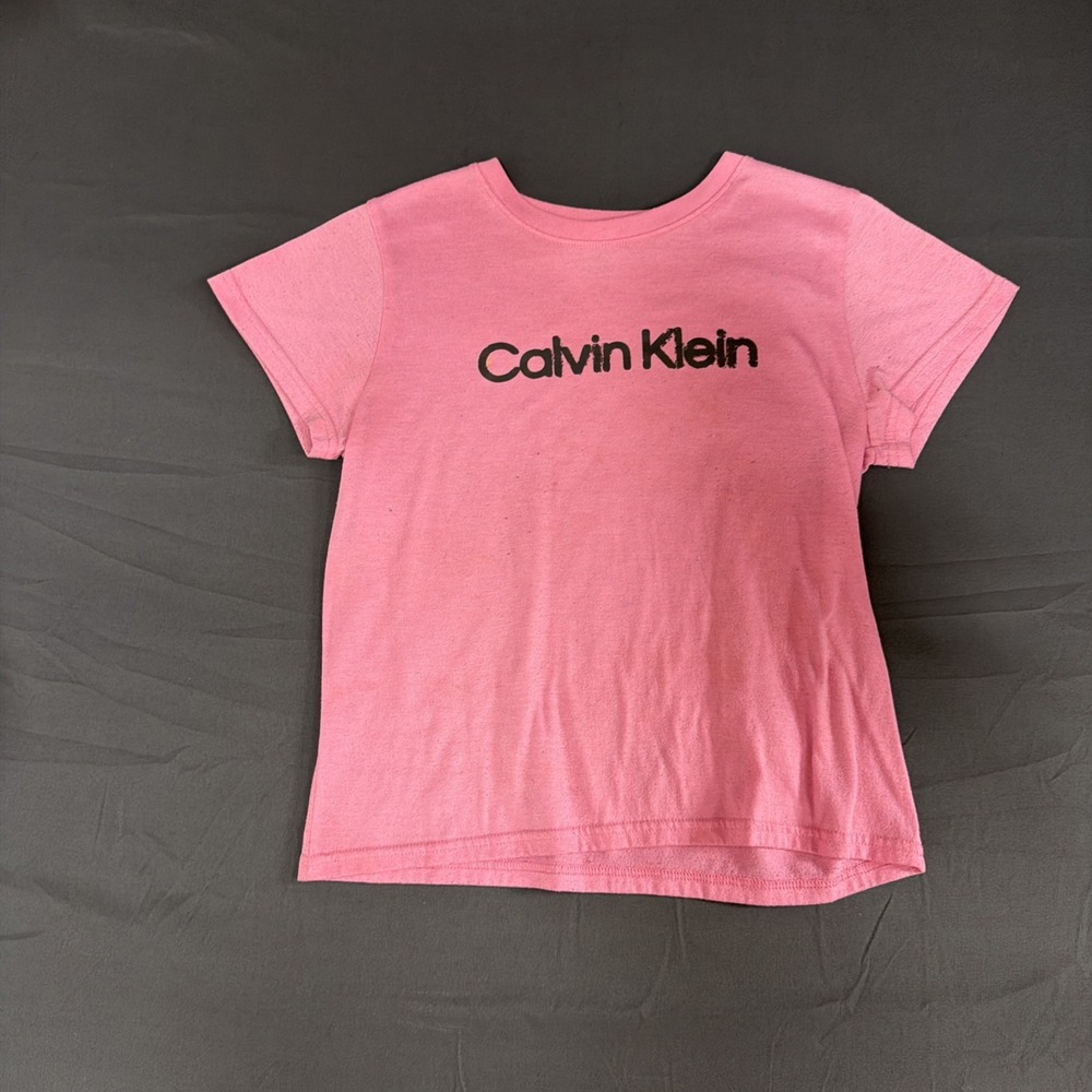 Calvin Klein Performance Women's Pink Logo Crew Neck Short Sleeve T-Shirt L